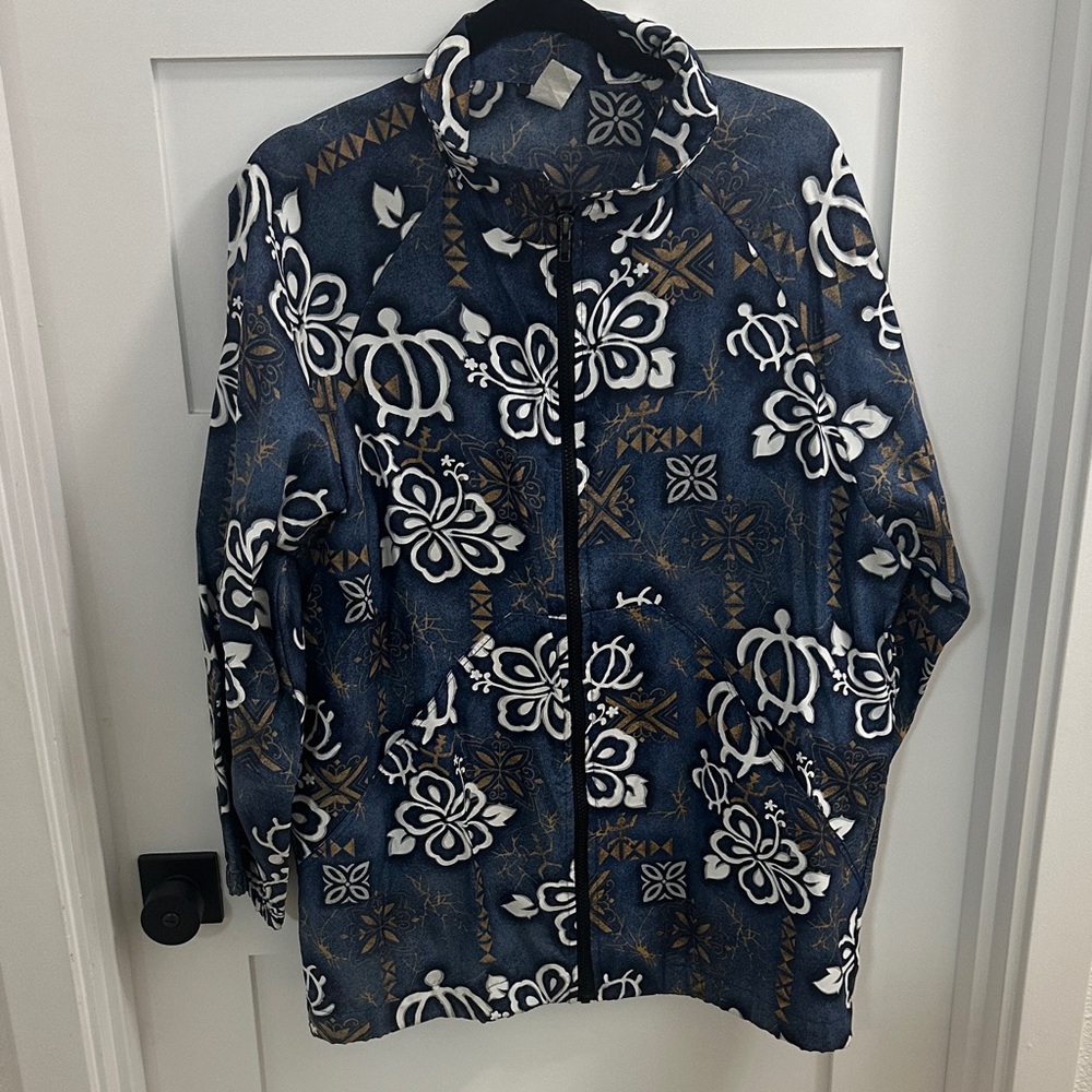 Men's Blue and White Patterned Jacket
